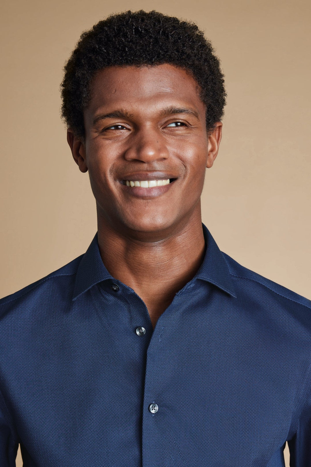 Denim Blue Non-Iron Stretch Texture Slim Fit Shirt