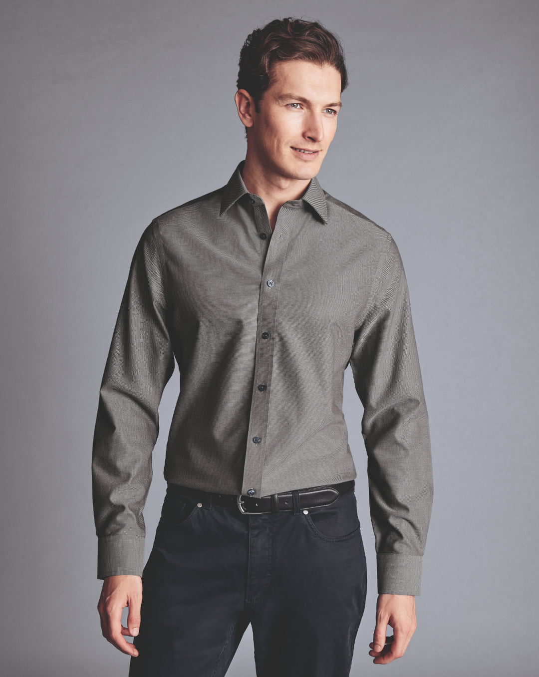 CT Grey Non-Iron Royal Oxford Slim Fit Shirt FON0219GRY