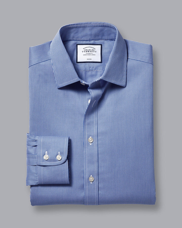 Charles Tyrwhitt Royal Blue Non Iron Puppytooth Slim Fit