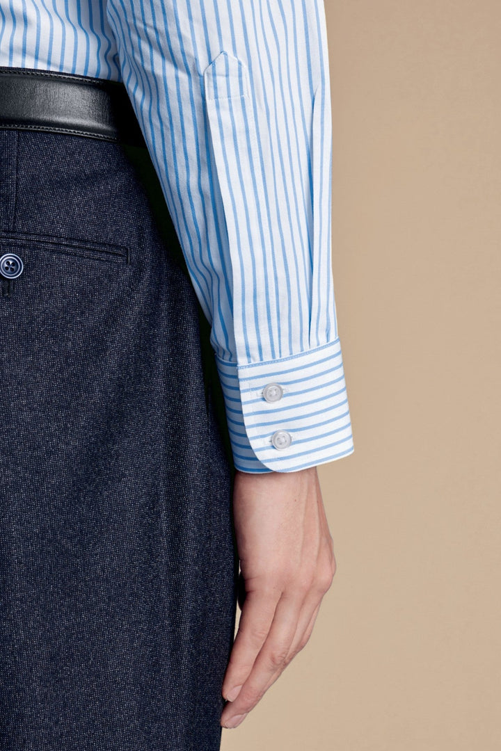 Cornflower Blue Stripe Non-Iron Twill Slim Fit Shirt