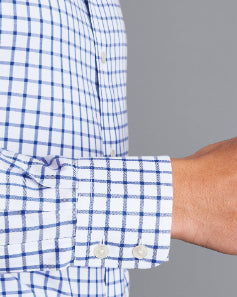 Cobalt Blue Non Iron Twill Grid Check Slim Fit