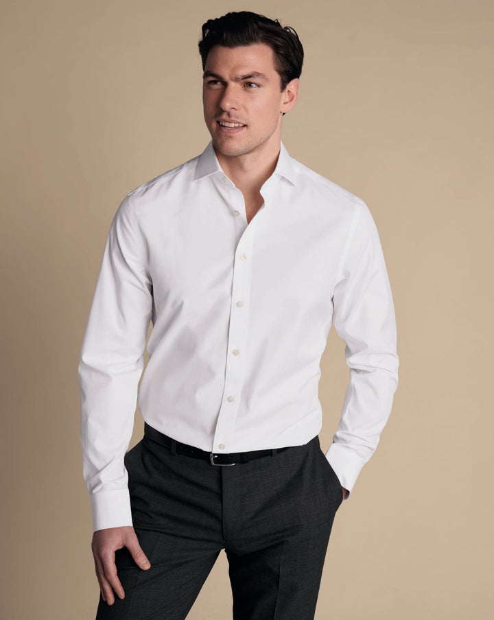 White Non-Iron Poplin Cutaway Slim Fit Shirt FON0671WHT
