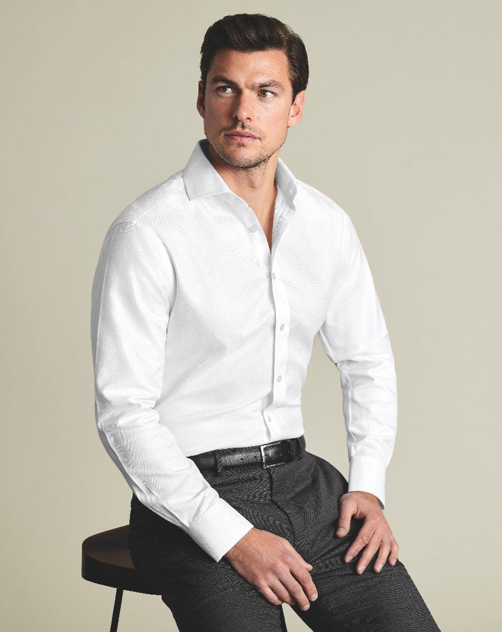 White Non-Iron Herringbone Classic Fit Shirt