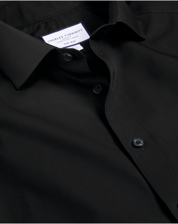 Black Non-Iron Poplin Cutaway Slim Fit Shirt