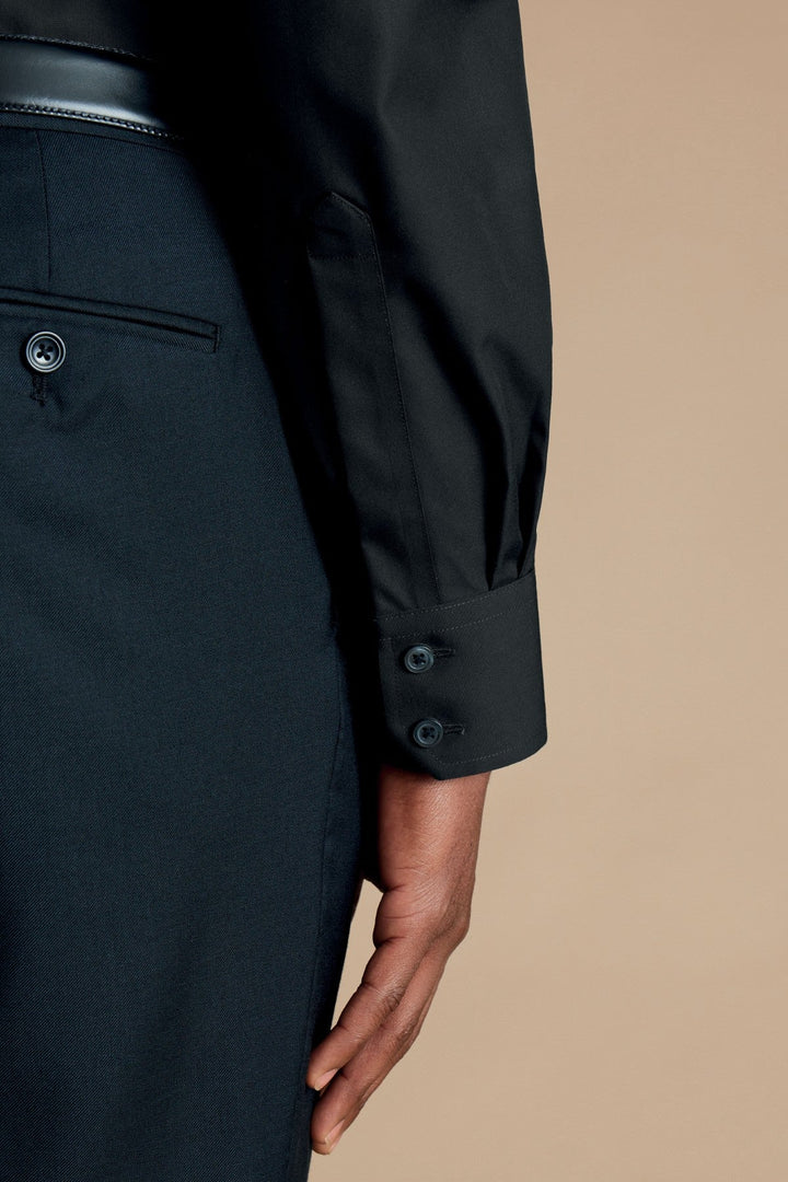 Black Non-Iron Poplin Cutaway Slim Fit Shirt