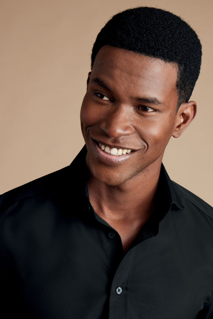 Black Non-Iron Poplin Cutaway Slim Fit Shirt