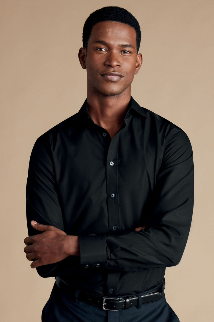 Black Non-Iron Poplin Cutaway Slim Fit Shirt