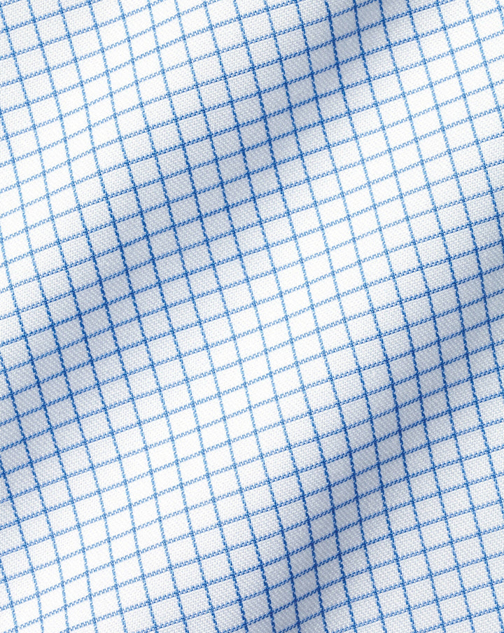 Charles Tyrwhitt Cornflower Blue Non Iron Twill Mini Grid Check Slim Fit Shirt