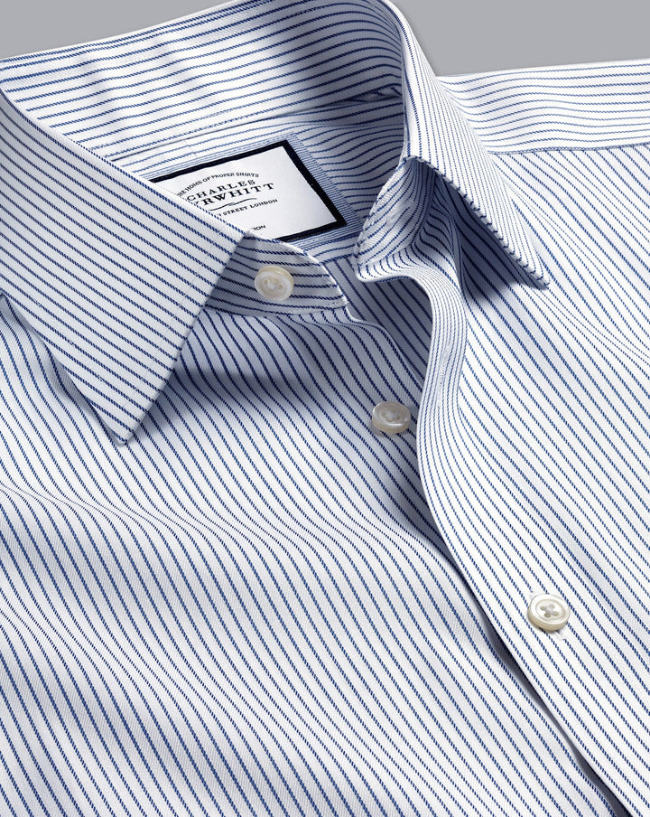 Charles Tyrwhitt Royal And White Non-Iron Twill Stripe Slim Fit Shirt