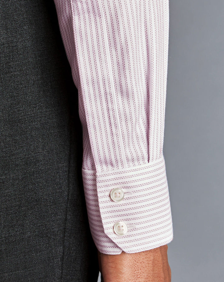 Charles Tyrwhitt Light Pink Non-Iron Richmond Weave Stripe Cutaway Slim Fit Shirt