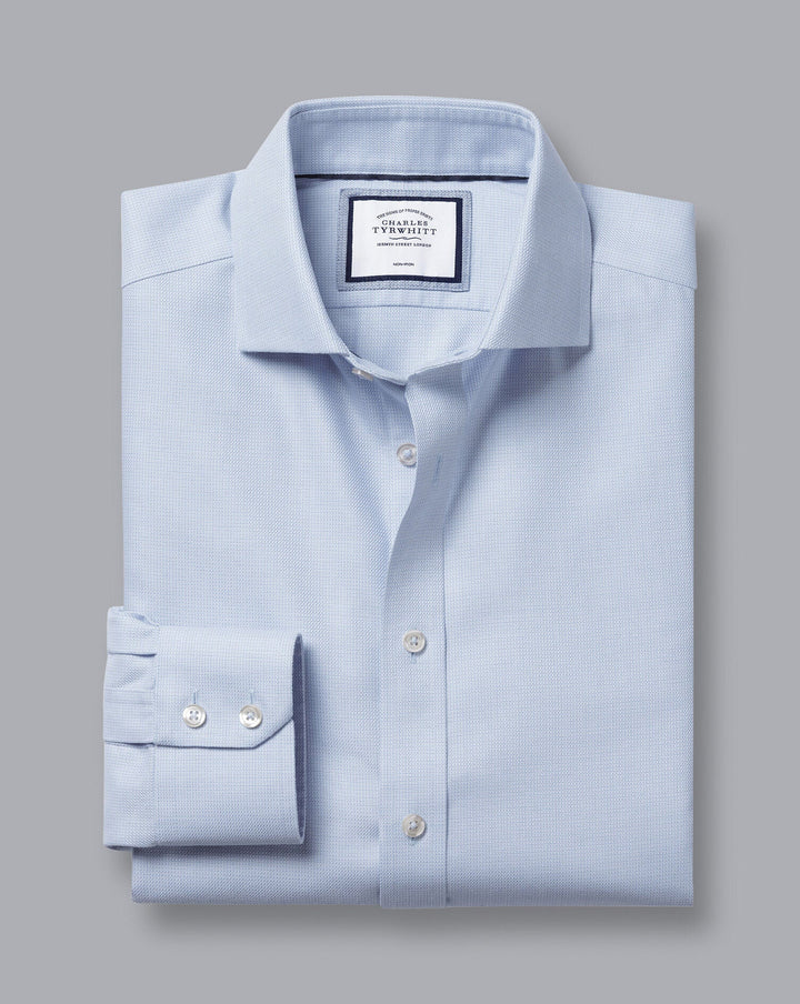 Charles Tyrwhitt Sky Blue Non-Iron Richmond Weave Cutaway Slim Fit Shirt