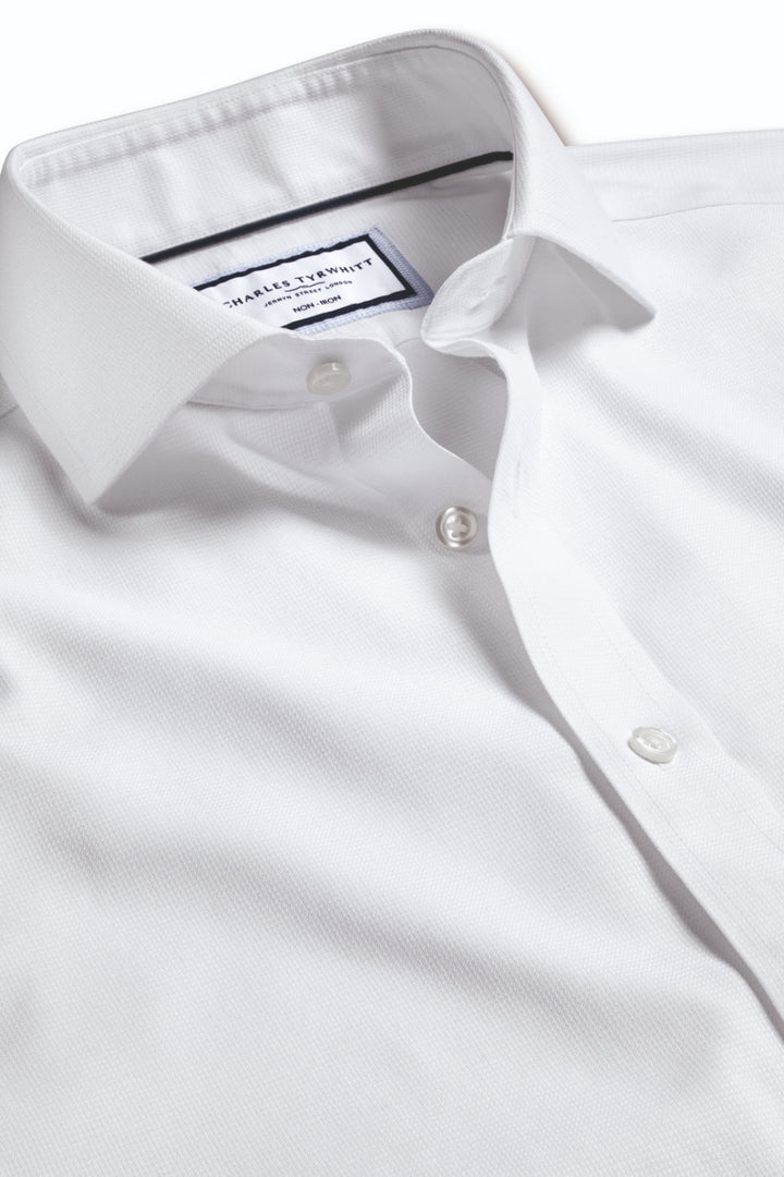 White Non-Iron Clifton Weave Cutaway Slim Fit Shirt