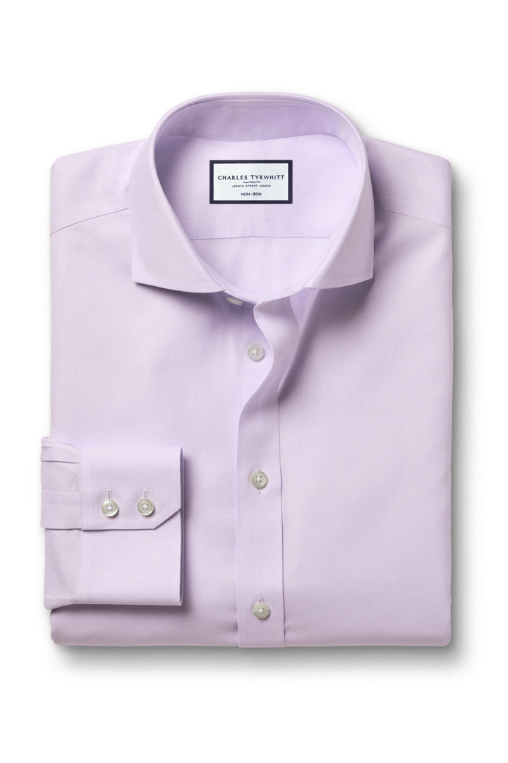 Lilac Purple Non-Iron Twill Cutaway Slim Fit Shirt