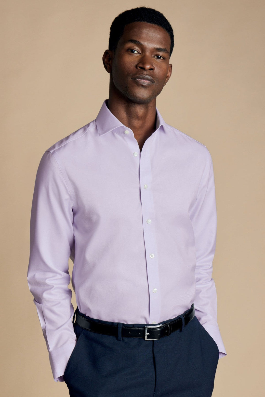 Lilac Purple Non-Iron Twill Cutaway Slim Fit Shirt