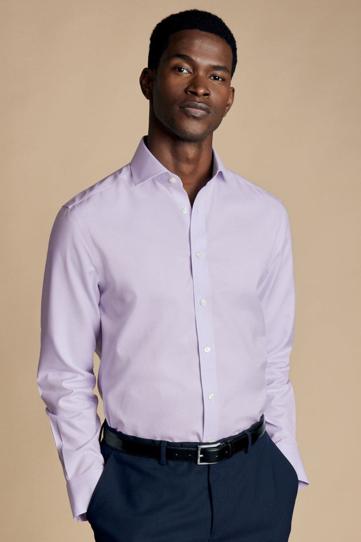 Lilac Purple Non-Iron Twill Cutaway Slim Fit Shirt