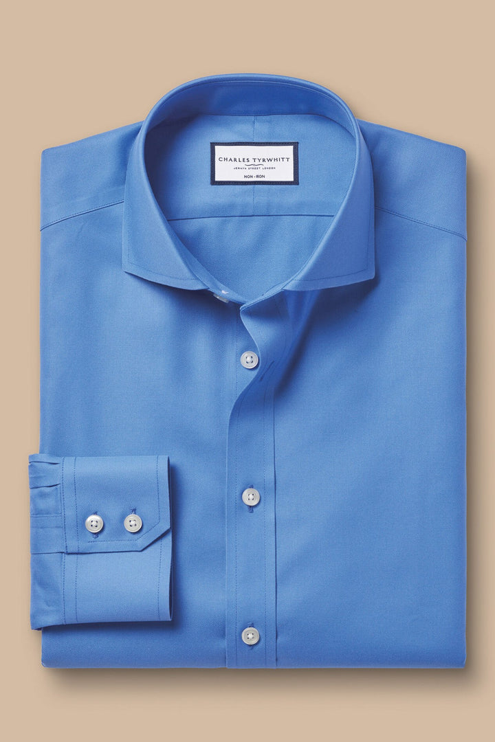 Ocean Blue Non-Iron Twill Cutaway Slim Fit Shirt