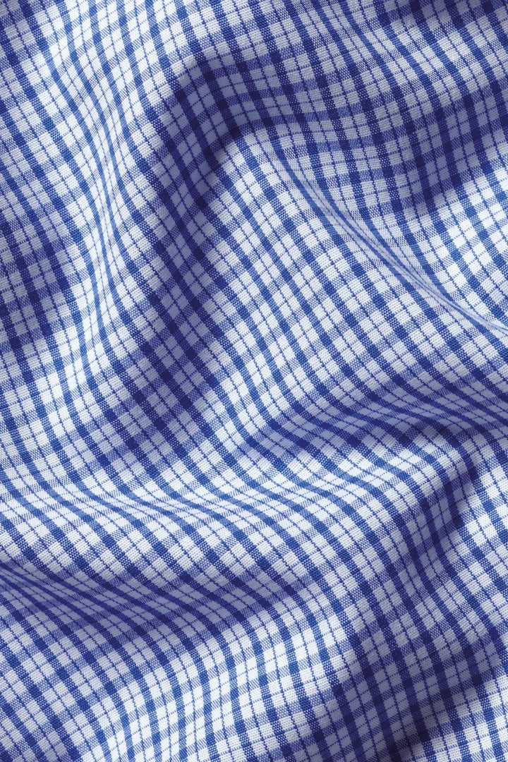 Cobalt Blue Grid Check Non-Iron Poplin Cutaway Slim Fit Shirt