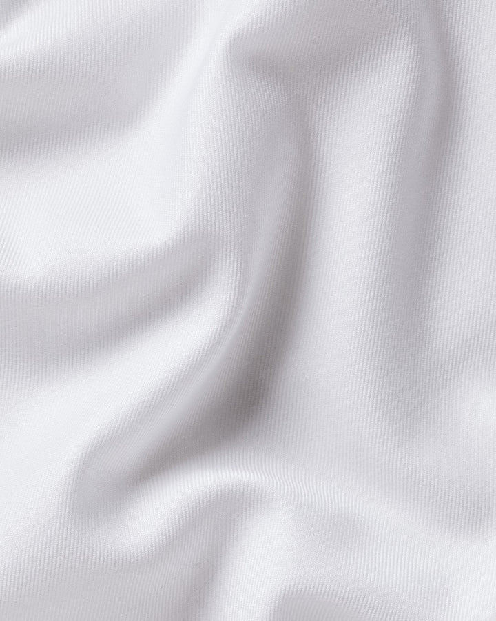 White Non-Iron Twill With Contrast Blue Buttons Slim Fit Shirt