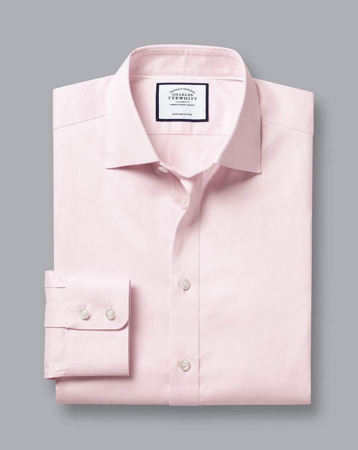 Charles Tyrwhitt Light Pink Egyptian Cotton Hampton Weave Slim Fit Shirt