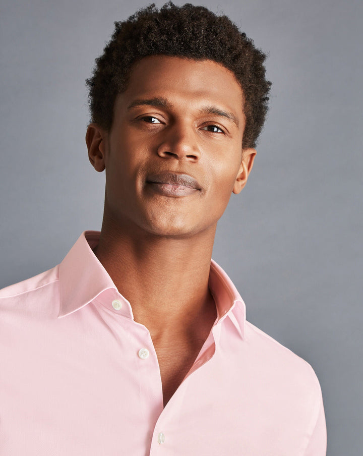 Charles Tyrwhitt Light Pink Egyptian Cotton Hampton Weave Slim Fit Shirt