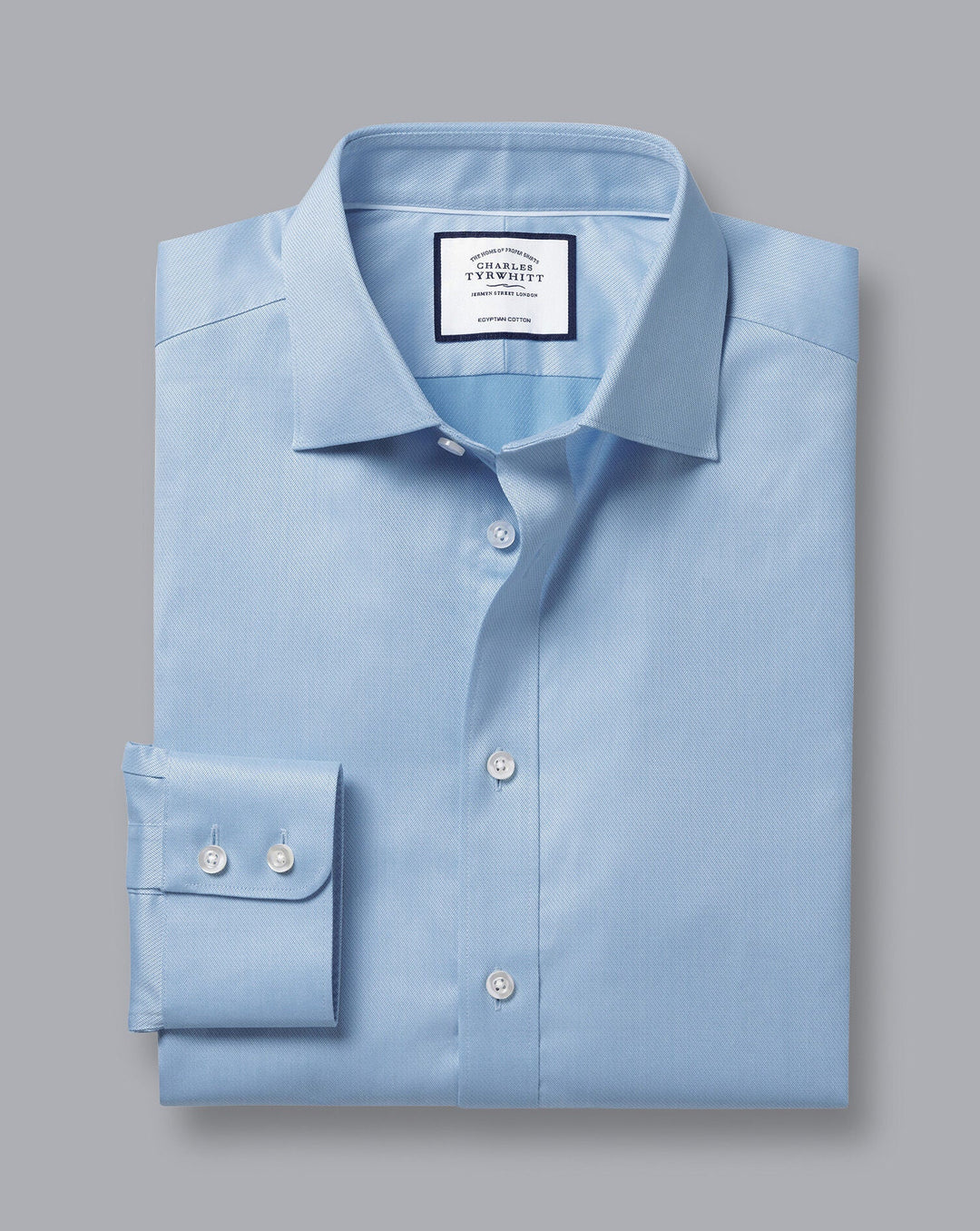 Charles Tyrwhitt Sky Blue Egyptian Cotton Hampton Weave Slim Fit Shirt
