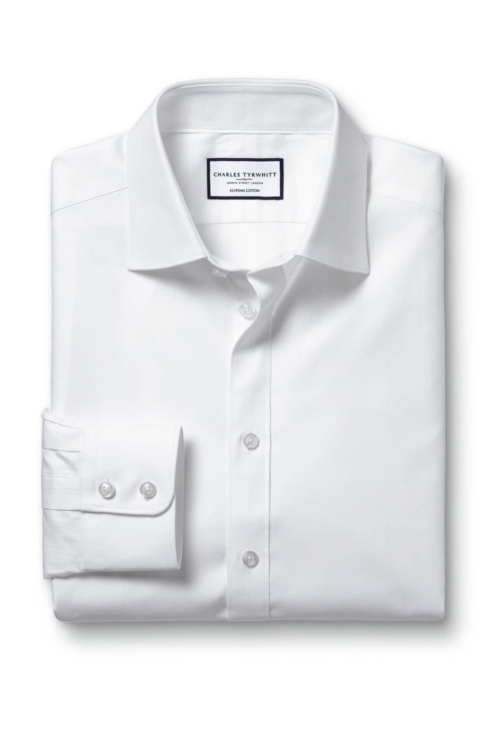 White Egyptian Cotton Twill Slim Fit Shirt