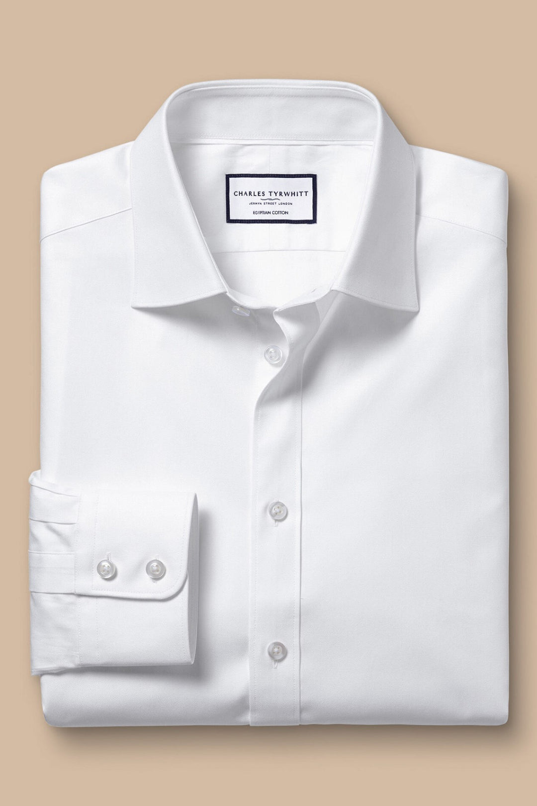 White Egyptian Cotton Twill Slim Fit Shirt