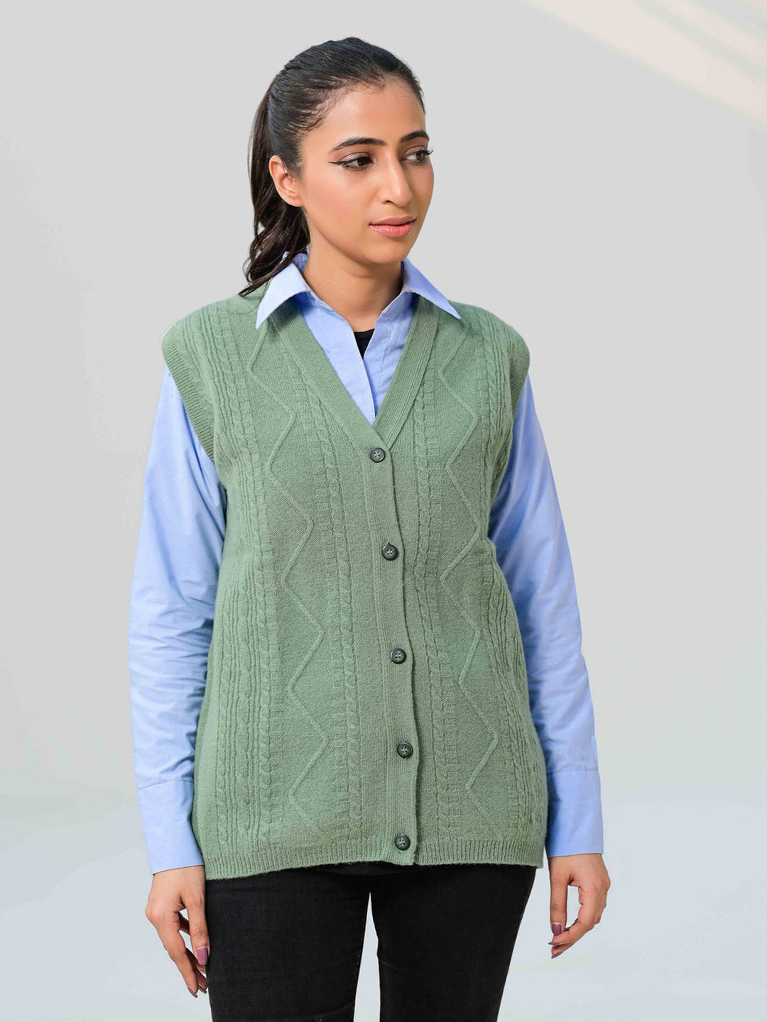 Oxford Ladies L/S Cardigan L-990 (Green)