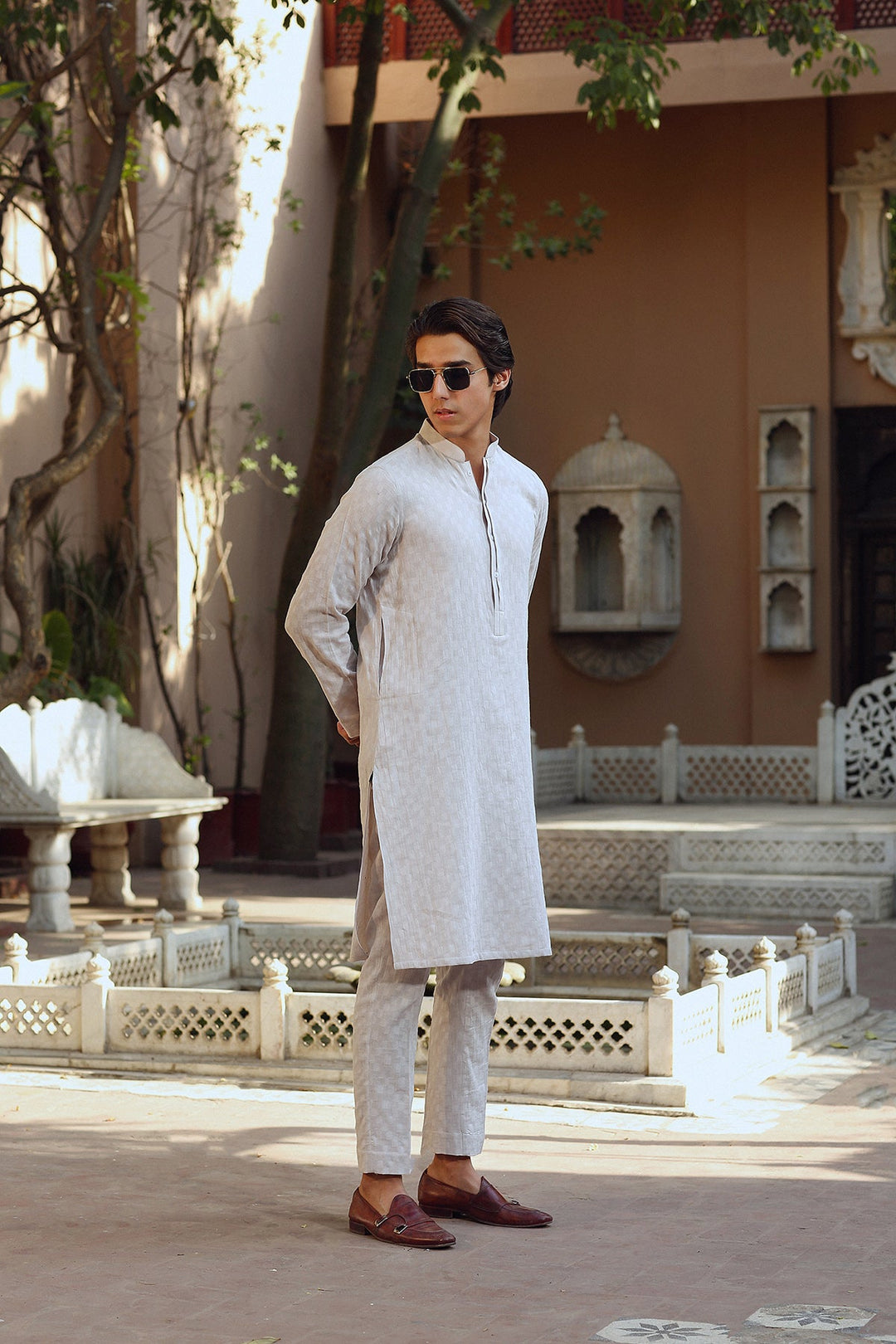 Classic Dobby Cotton DBL Placket Kurta Trouser