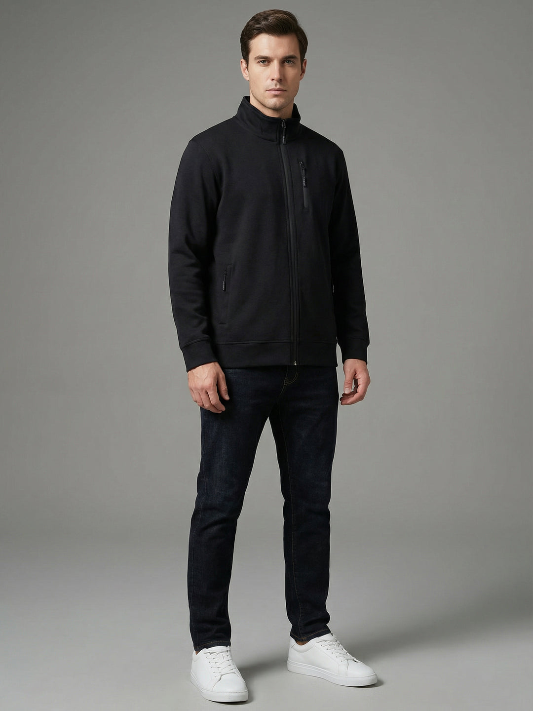 HH Men Mock Neck Scuba Slub Zipper HH-W-Zpr-0001