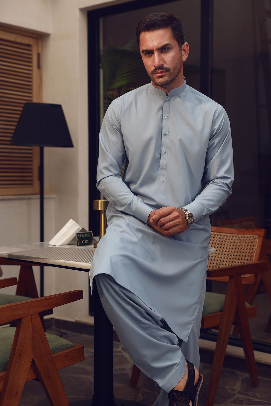 Ice Blue Kamzeez Shalwar