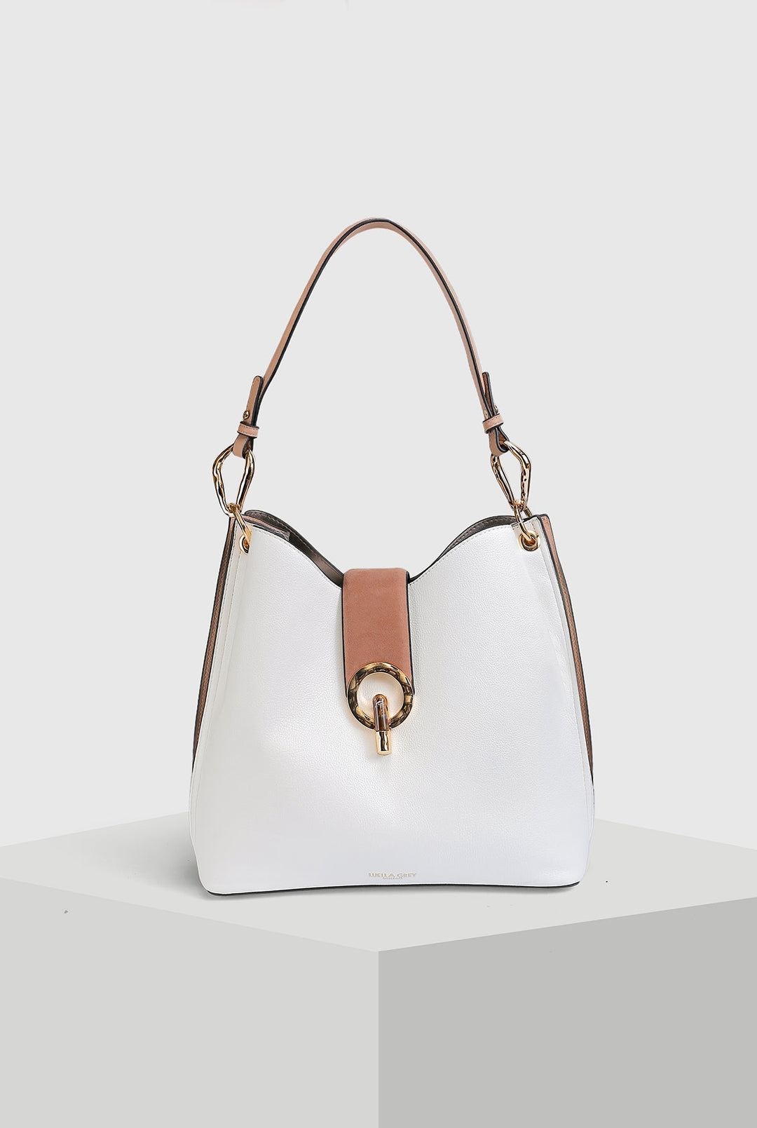 Lottie DI White/Mocha Hobo Tote