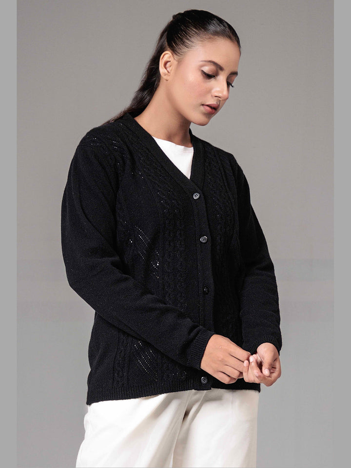 Oxford Ladies F/S Cardigan L-993 (Black)