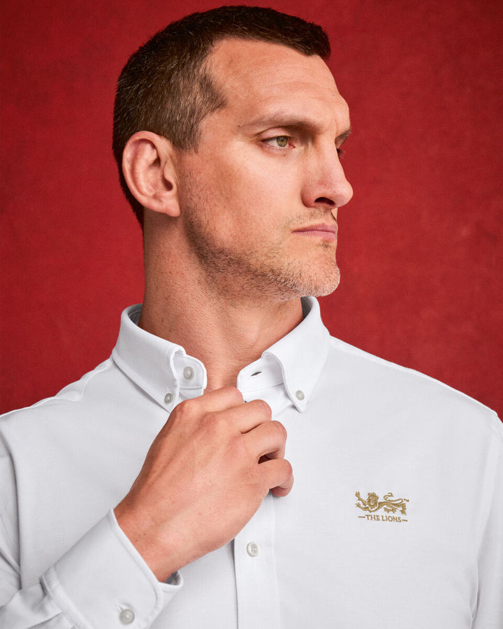 White The Lions (Tm) Four-Way Stretch Button Down Jersey Shirt