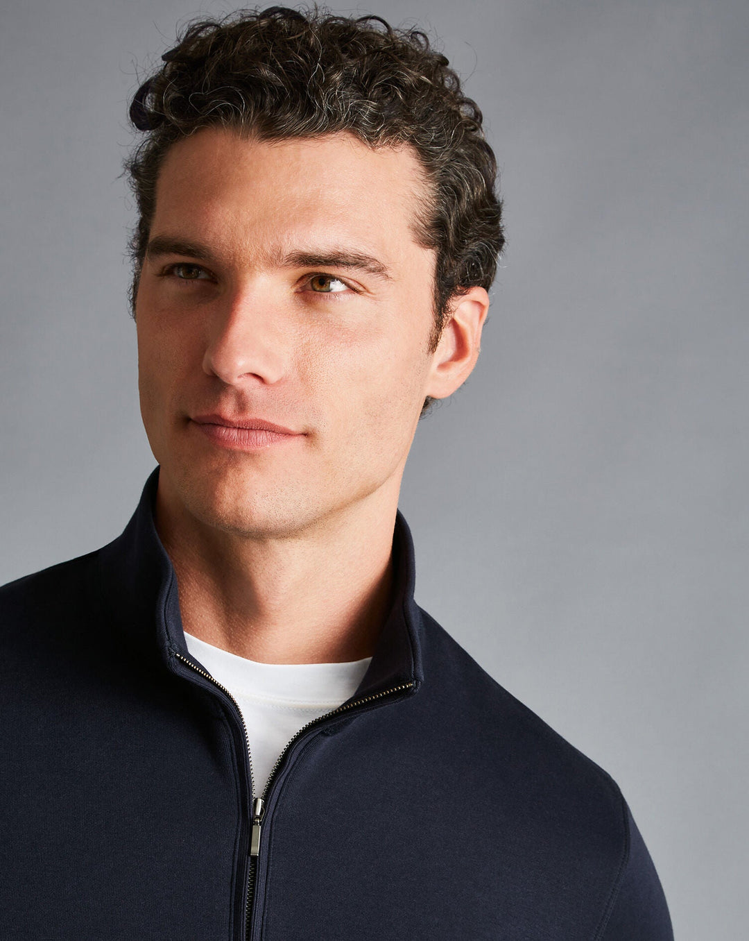 Navy Blue Zip Neck Sweat Jumper