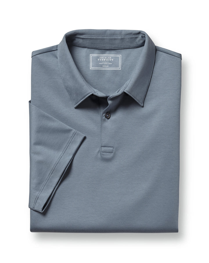 Steel Blue Plain Short Sleeve Jersey Polo JEP0317DEN