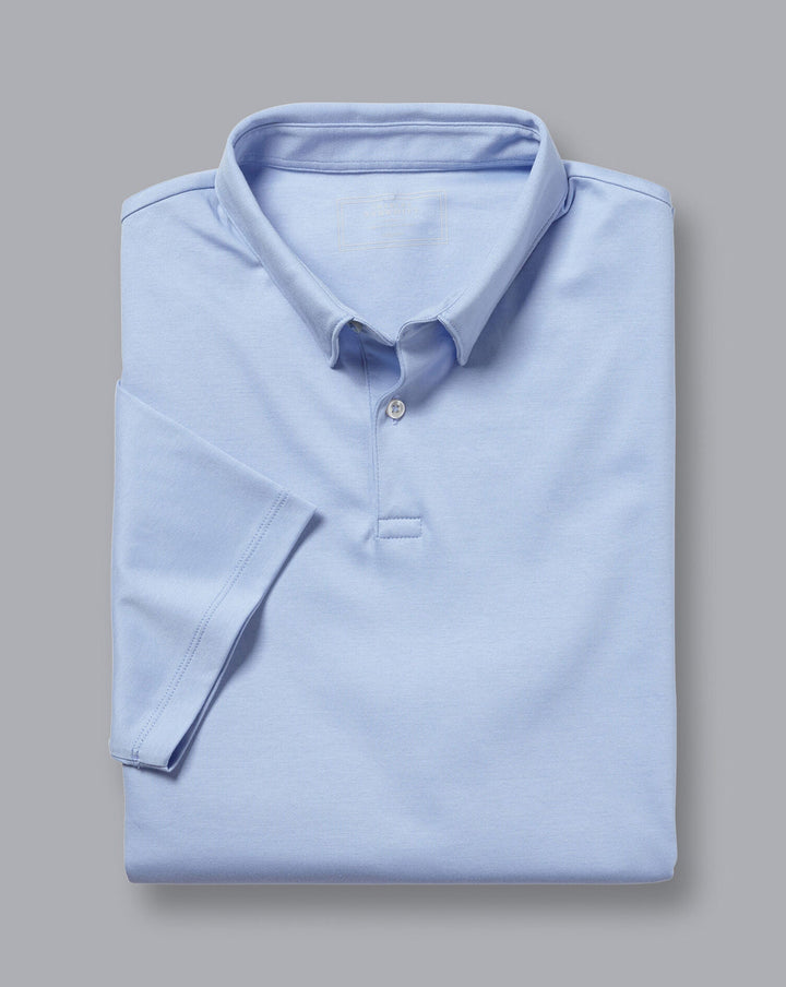 Charles Tyrwhitt Sky Blue Plain Short Sleeve Jersey Polo