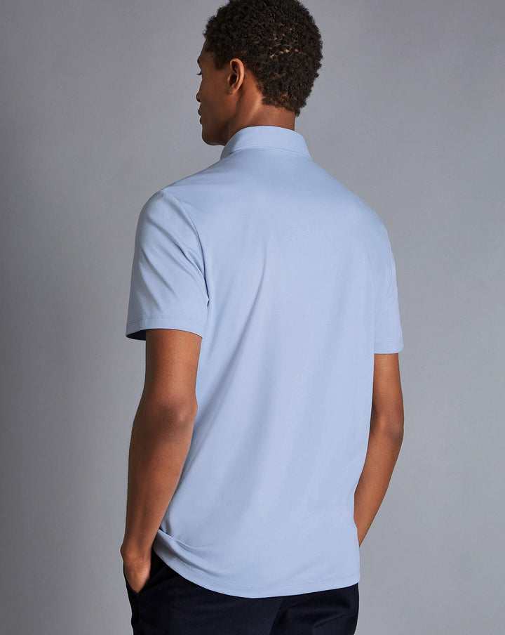 Charles Tyrwhitt Sky Blue Plain Short Sleeve Jersey Polo