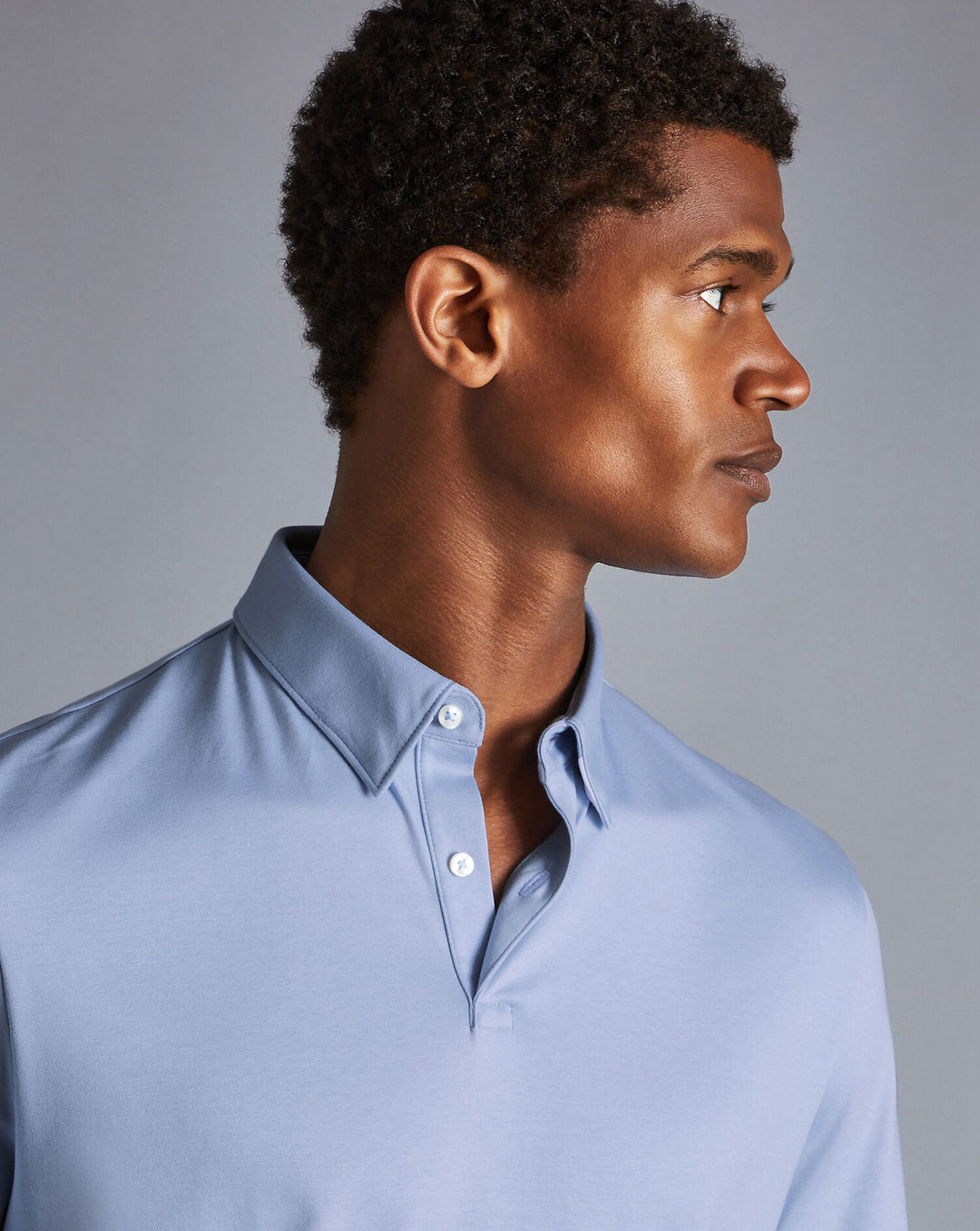 Charles Tyrwhitt Sky Blue Plain Short Sleeve Jersey Polo