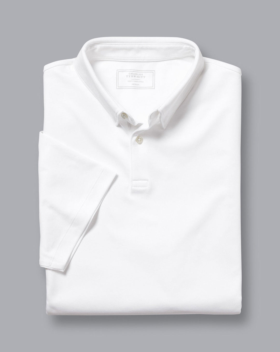 Charles Tyrwhitt White Plain Short Sleeve Jersey Polo