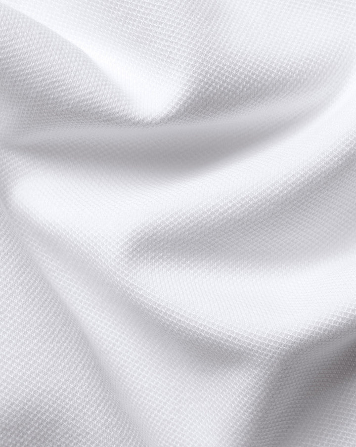 White Solid Short Sleeve Cotton Tyrwhitt Pique Polo