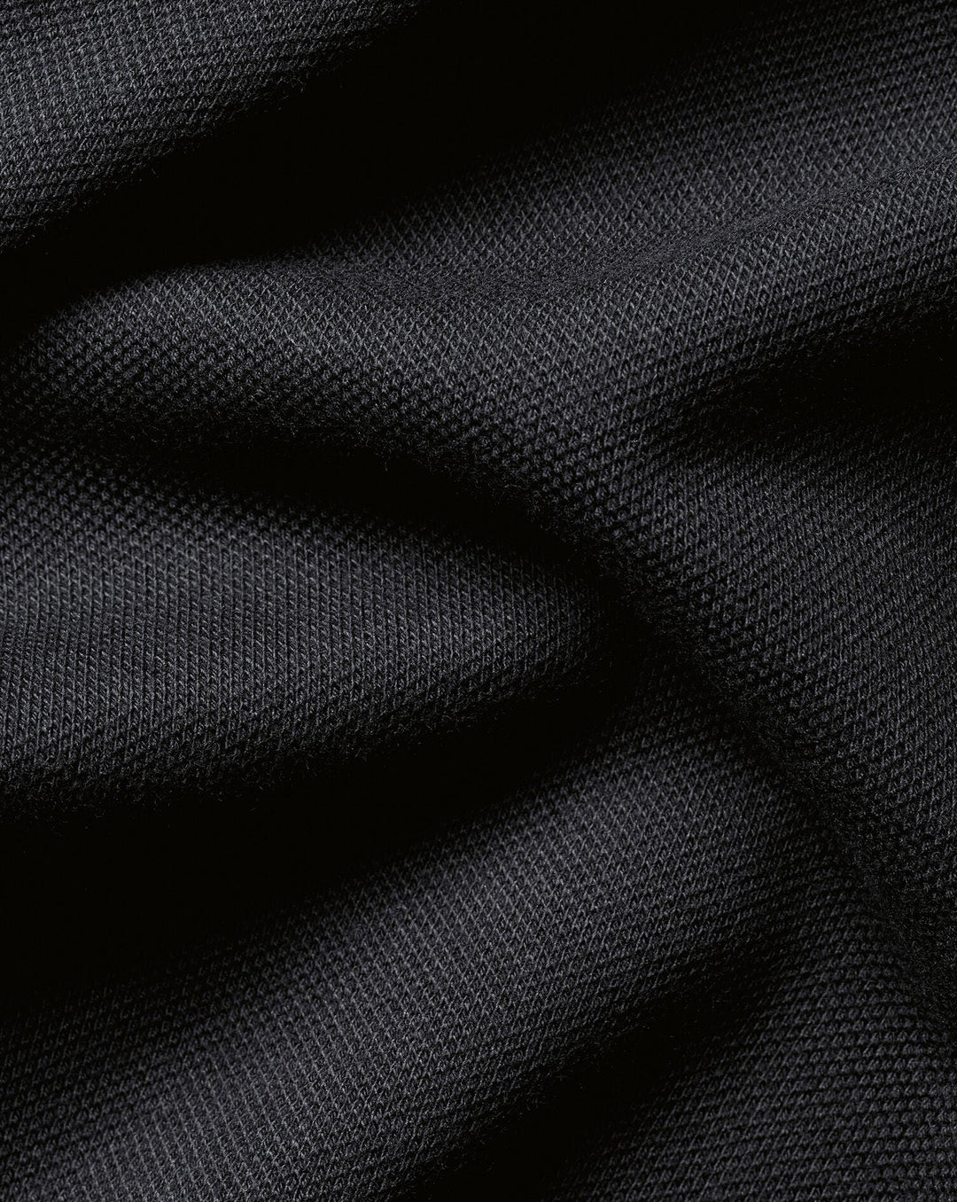 Black Solid Long Sleeve Plain Tyrwhitt Pique Polo