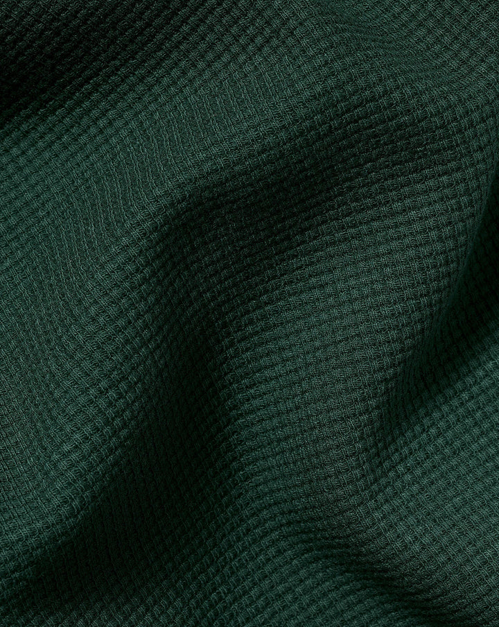 Charles Tyrwhitt Forest Green Waffle Texture Tyrwhitt Cool Zip Neck Short Sleeve Polo