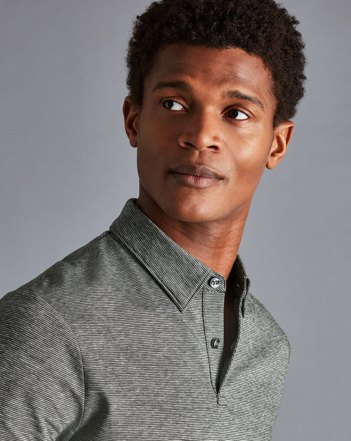 Forest Green Mercerised Cotton Jacquard Polo