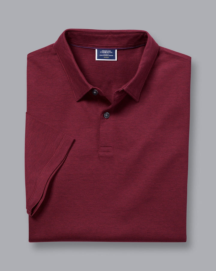 Charles Tyrwhitt Red Mercerised Cotton Jacquard Polo