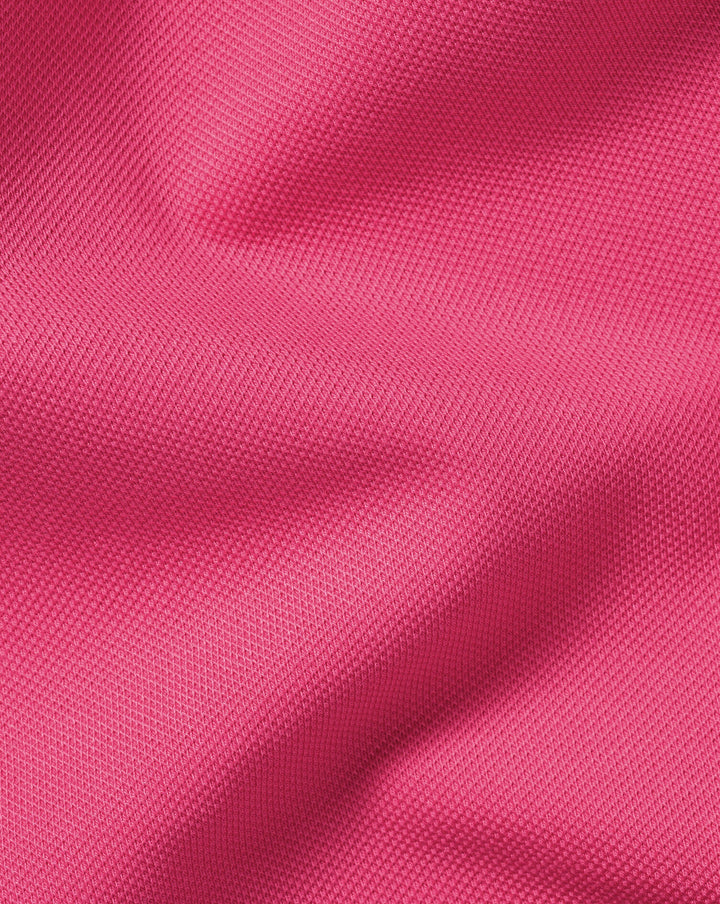 Bright Pink Solid Short Sleeve Cotton Tyrwhitt Pique Polo