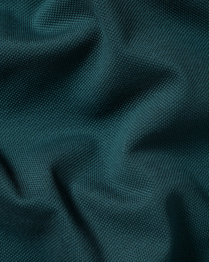 Charles Tyrwhitt Teal Green Solid Short Sleeve Cotton Tyrwhitt Pique Polo