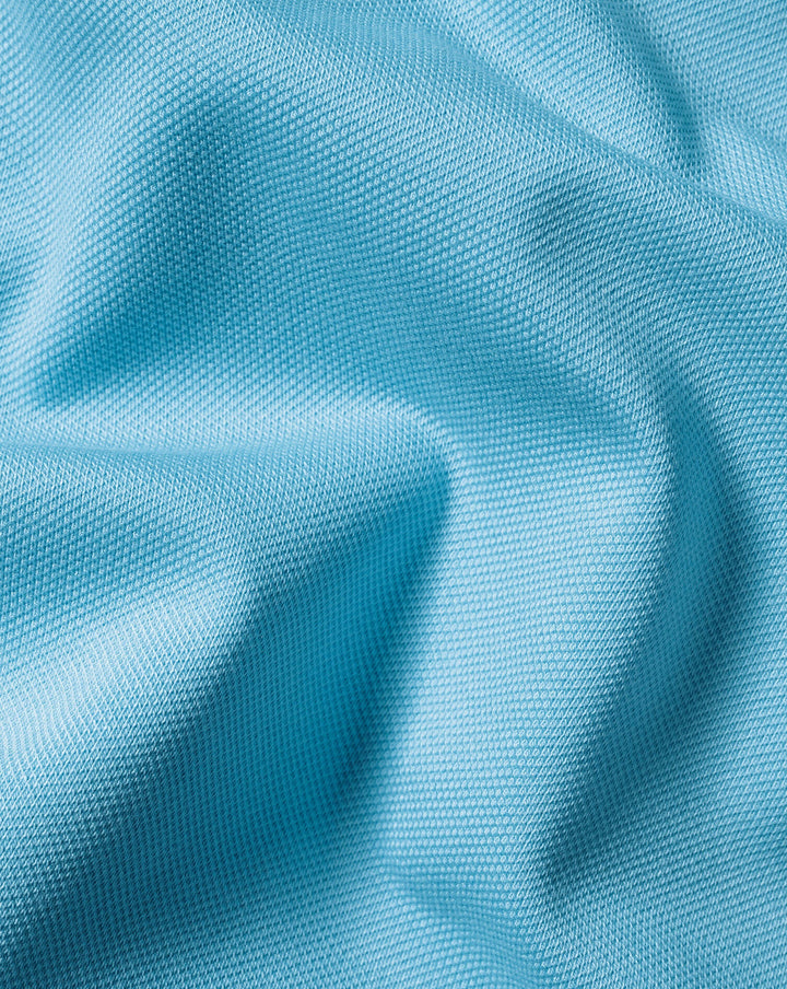 Charles Tyrwhitt Turquoise Solid Short Sleeve Cotton Tyrwhitt Pique Polo