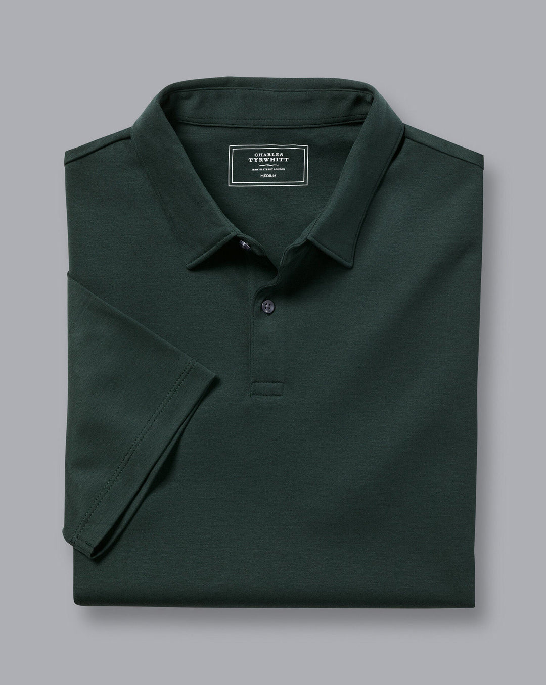 Charles Tyrwhitt Dark Green Plain Short Sleeve Jersey Polo