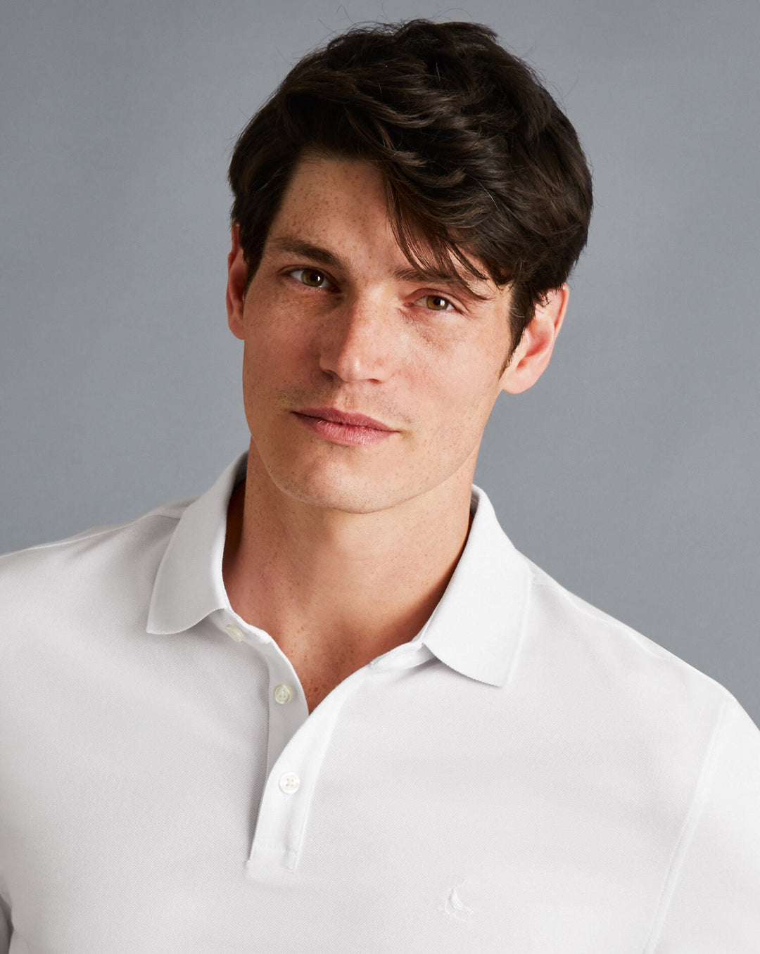 White Solid Long Sleeve Plain Cotton Tyrwhitt Pique Polo